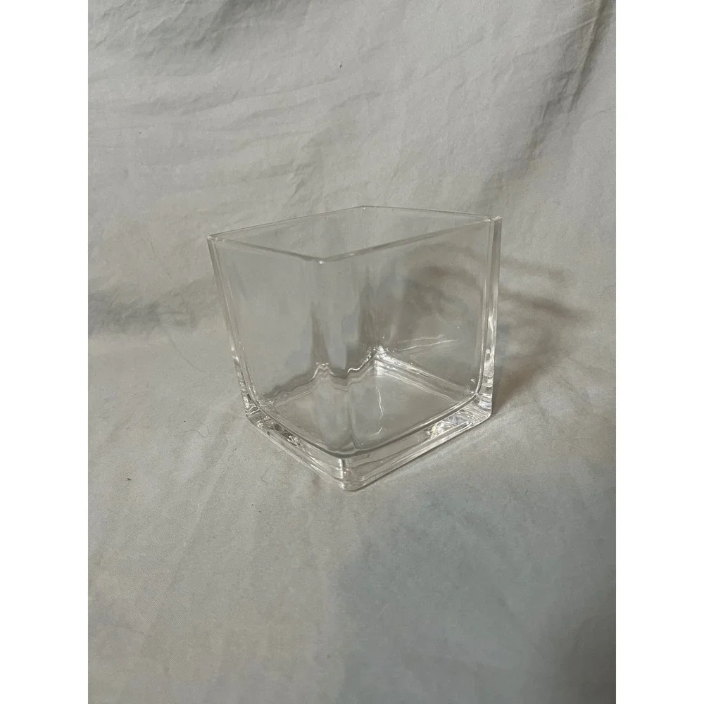 6 Clear Glass Square Cube‎ Vase Modern Minimalist Centerpiece Home Decor 4 Inch